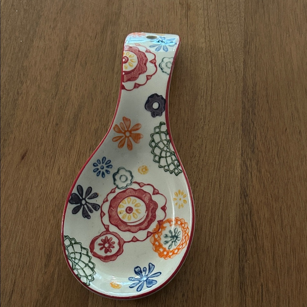 Pier 1 Multicolor Floral Spoon Rest